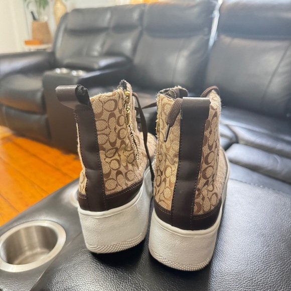 Coach Brown Patterned High-Top Sneakers - Picture 6 of 6